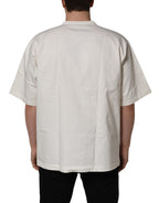 White Logo Print Cotton Crew Neck Men T-shirt