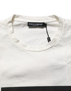 White Logo Print Cotton Crew Neck Men T-shirt