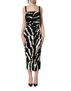 Black White Zebra Cady Calf Length Dress