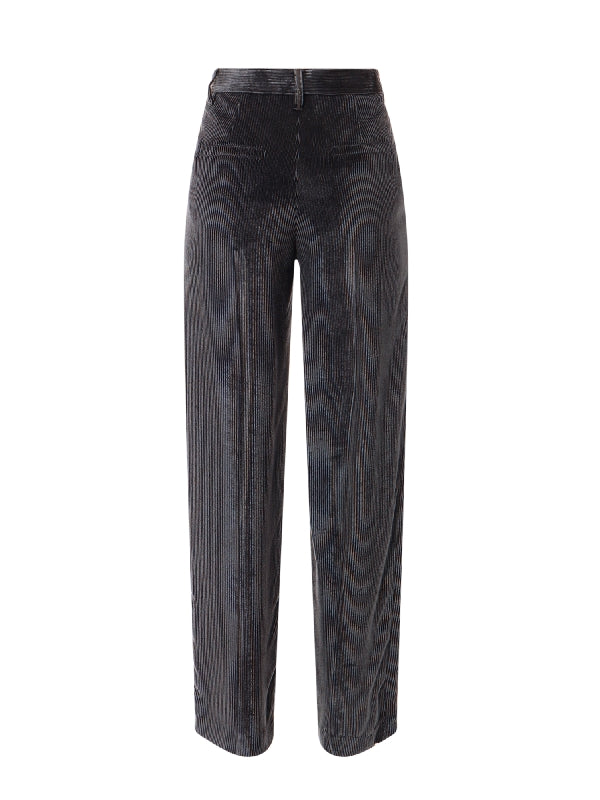 Blue Viscose Casual Pants