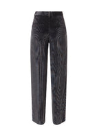 Blue Viscose Casual Pants