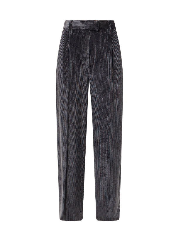 Blue Viscose Casual Pants