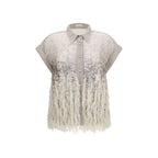 Beige Silk Shortsleeve Shirt