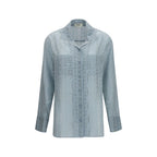 Blue Silk Dress Shirt