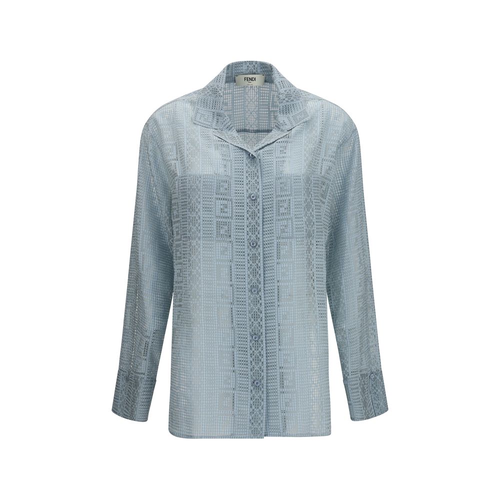 Blue Silk Dress Shirt