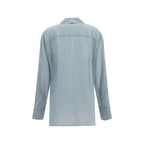 Blue Silk Dress Shirt