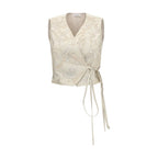 Beige Cotton Sleveless Jacket