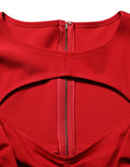 Red Cut Out Bodycon Long Sleeves Sheath Glove Dress