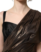 Bronze Asymmetrical Draping OneShoulder Dress