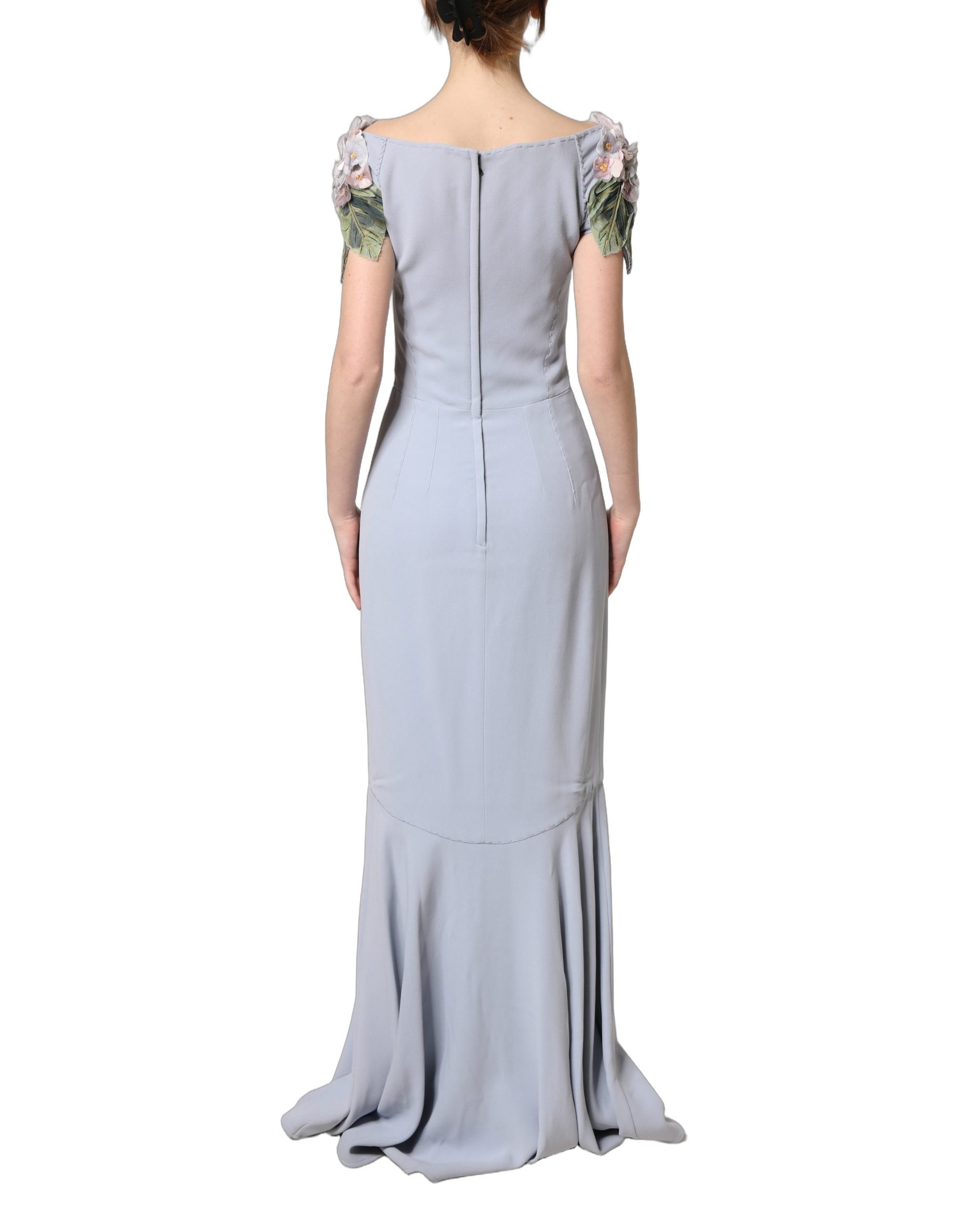 Light Blue Hydrangea Embellished Cap Sleeve Dress