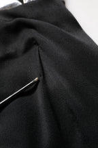 Black Silver OneShoulder Cocktail Gown Dress
