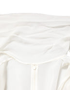 White Silk Sheer Draped Long Gown Dress