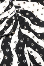 Black White Zebra Crystal Embellished Dress