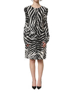 Black White Zebra Crystal Embellished Dress