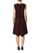 Maroon Lace Sleeveless Knee Length Dress