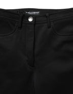 Black Nylon Stretch Skinny High Waist Pants