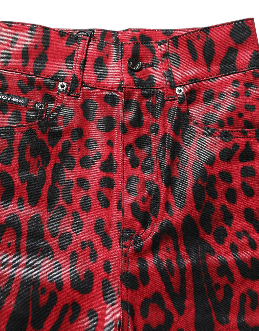 Red Leopard Skinny High Waist Denim Jeans