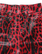 Red Leopard Skinny High Waist Denim Jeans