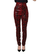 Red Leopard Skinny High Waist Denim Jeans