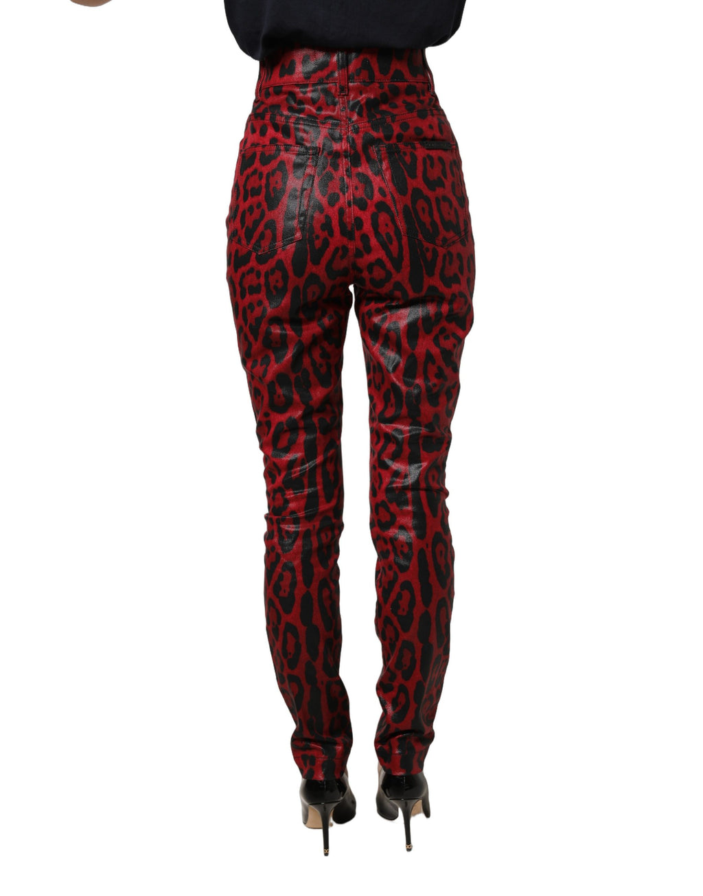 Red Leopard Skinny High Waist Denim Jeans