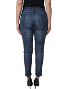 Blue Tattered Skinny Mid Waist Denim Jeans