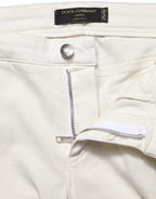 White Tattered Skinny Cotton Denim Jeans