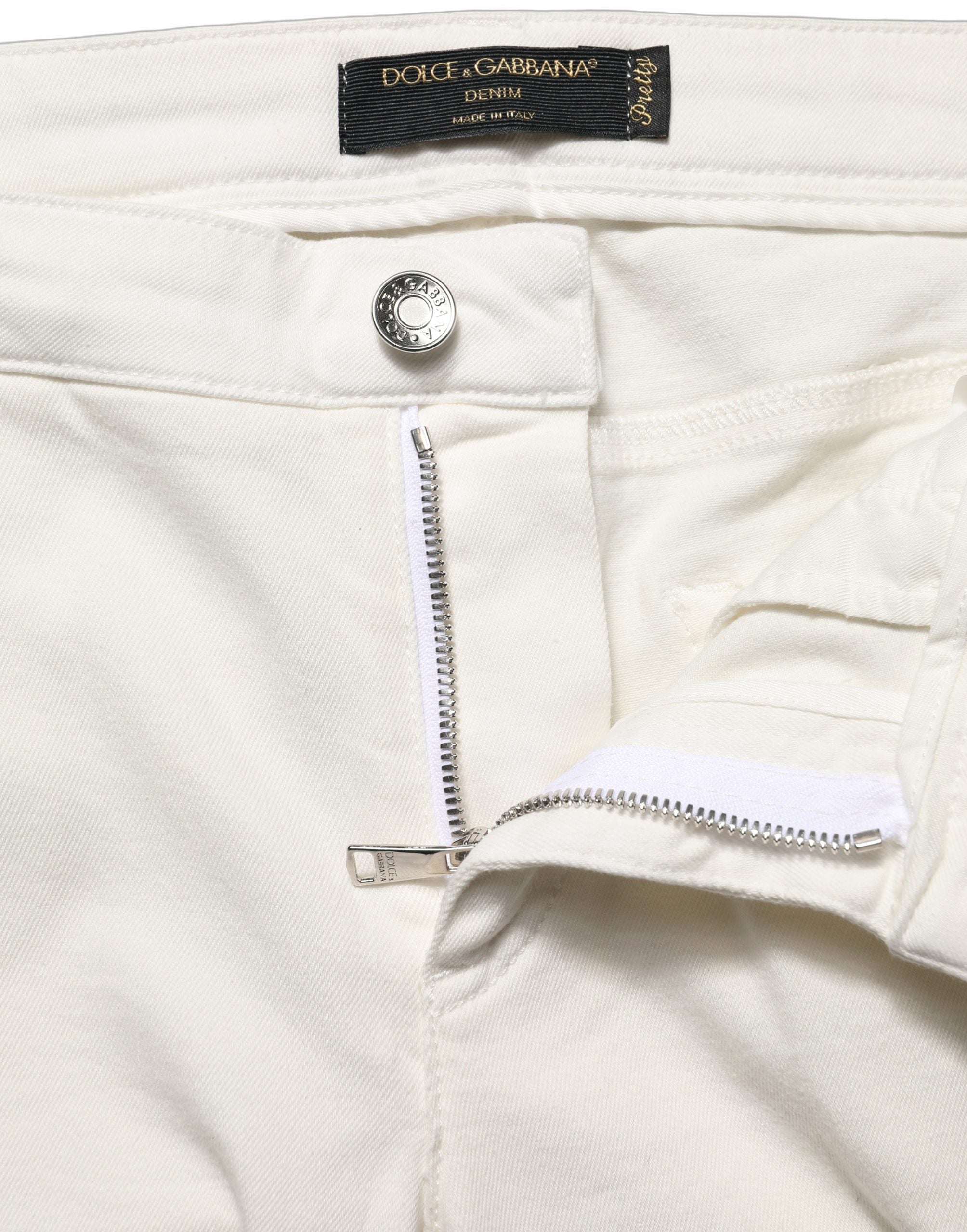 White Tattered Skinny Cotton Denim Jeans
