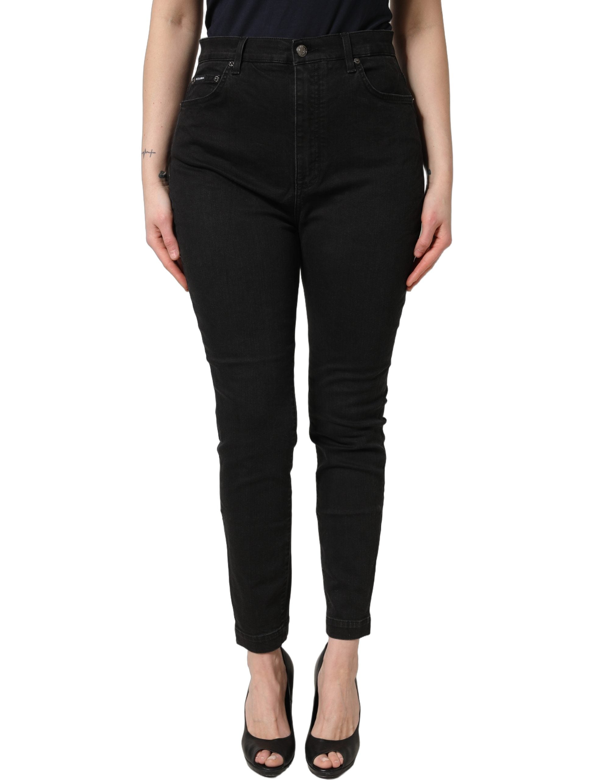 Black Skinny Cotton High Waist Denim Jeans