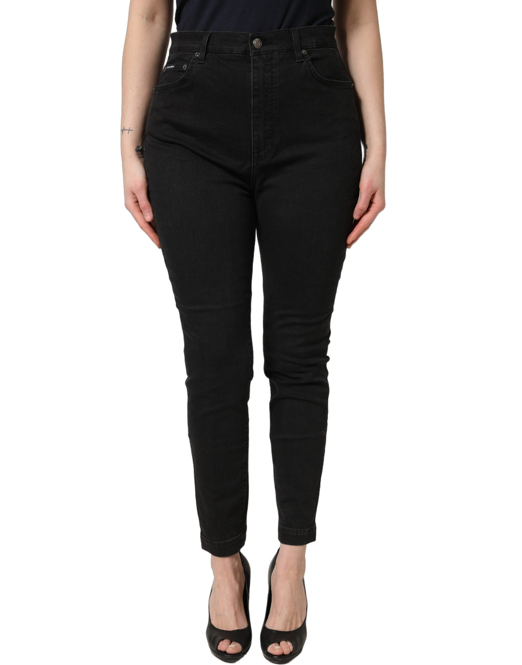 Black Skinny Cotton High Waist Denim Jeans