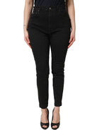 Black Skinny Cotton High Waist Denim Jeans
