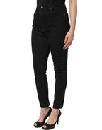 Black Skinny Cotton High Waist Denim Jeans
