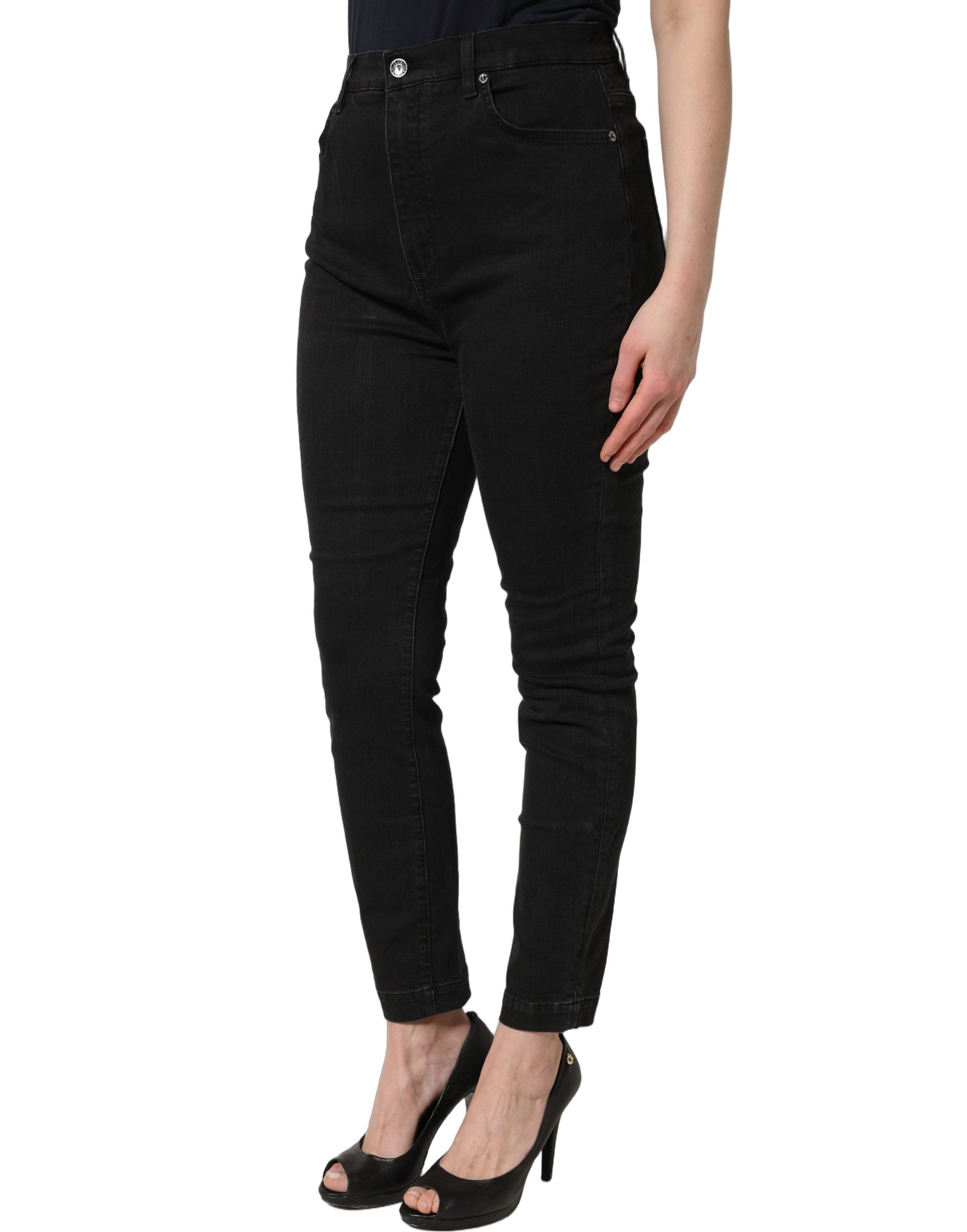 Black Skinny Cotton High Waist Denim Jeans