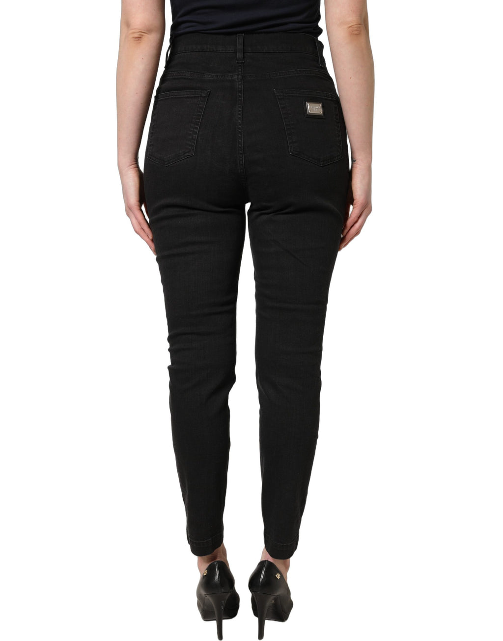 Black Skinny Cotton High Waist Denim Jeans