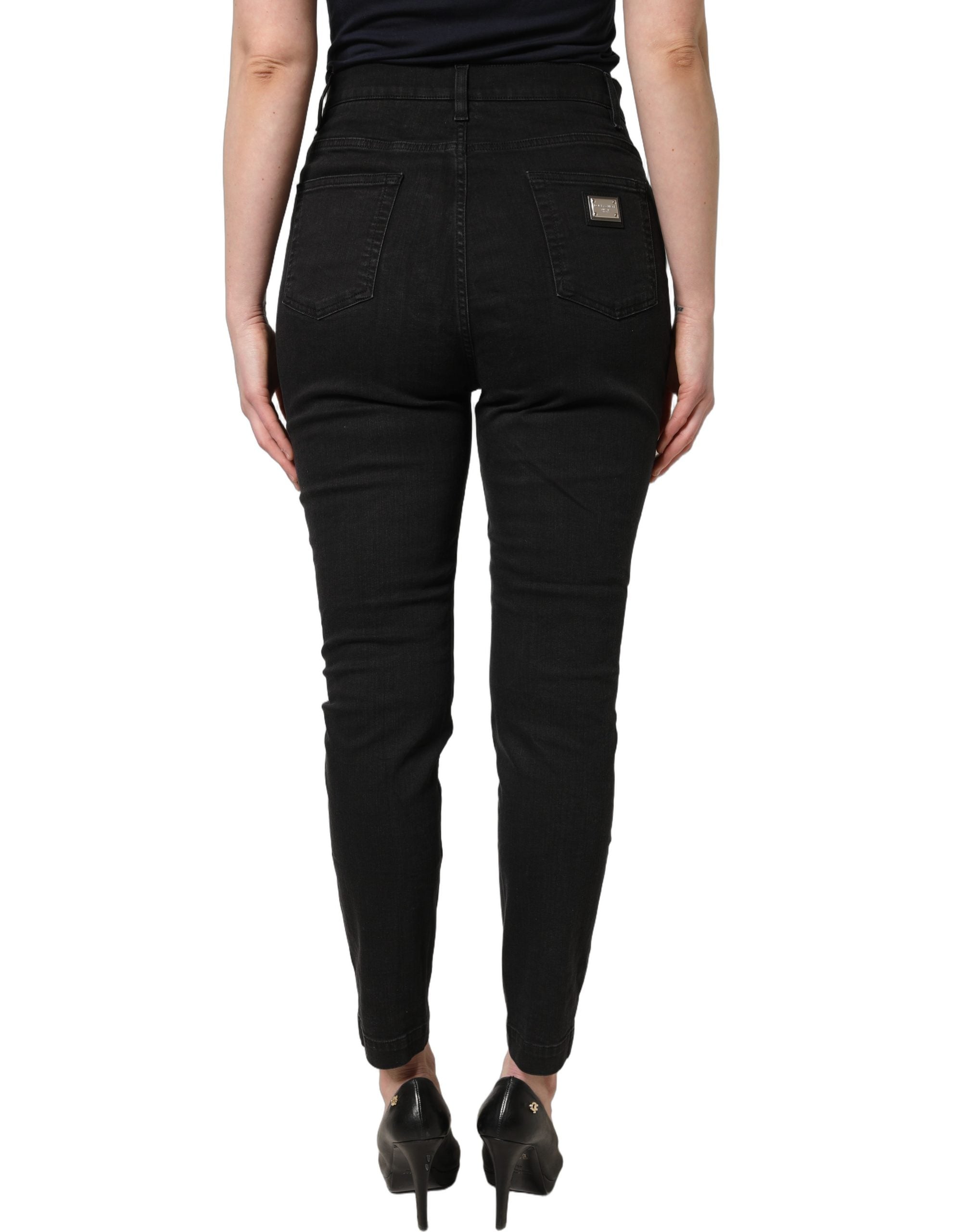 Black Skinny Cotton High Waist Denim Jeans