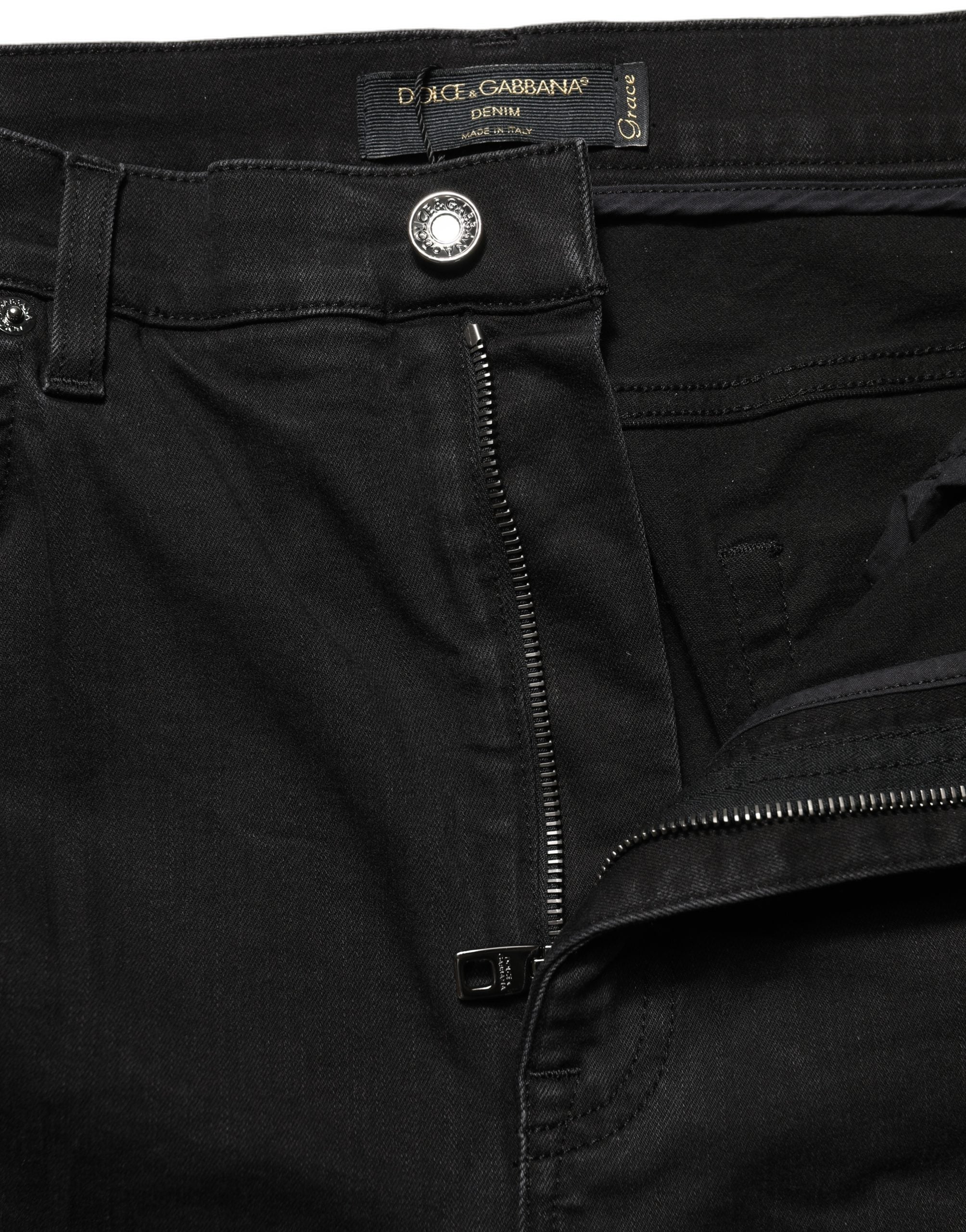 Black Skinny Cotton High Waist Denim Jeans