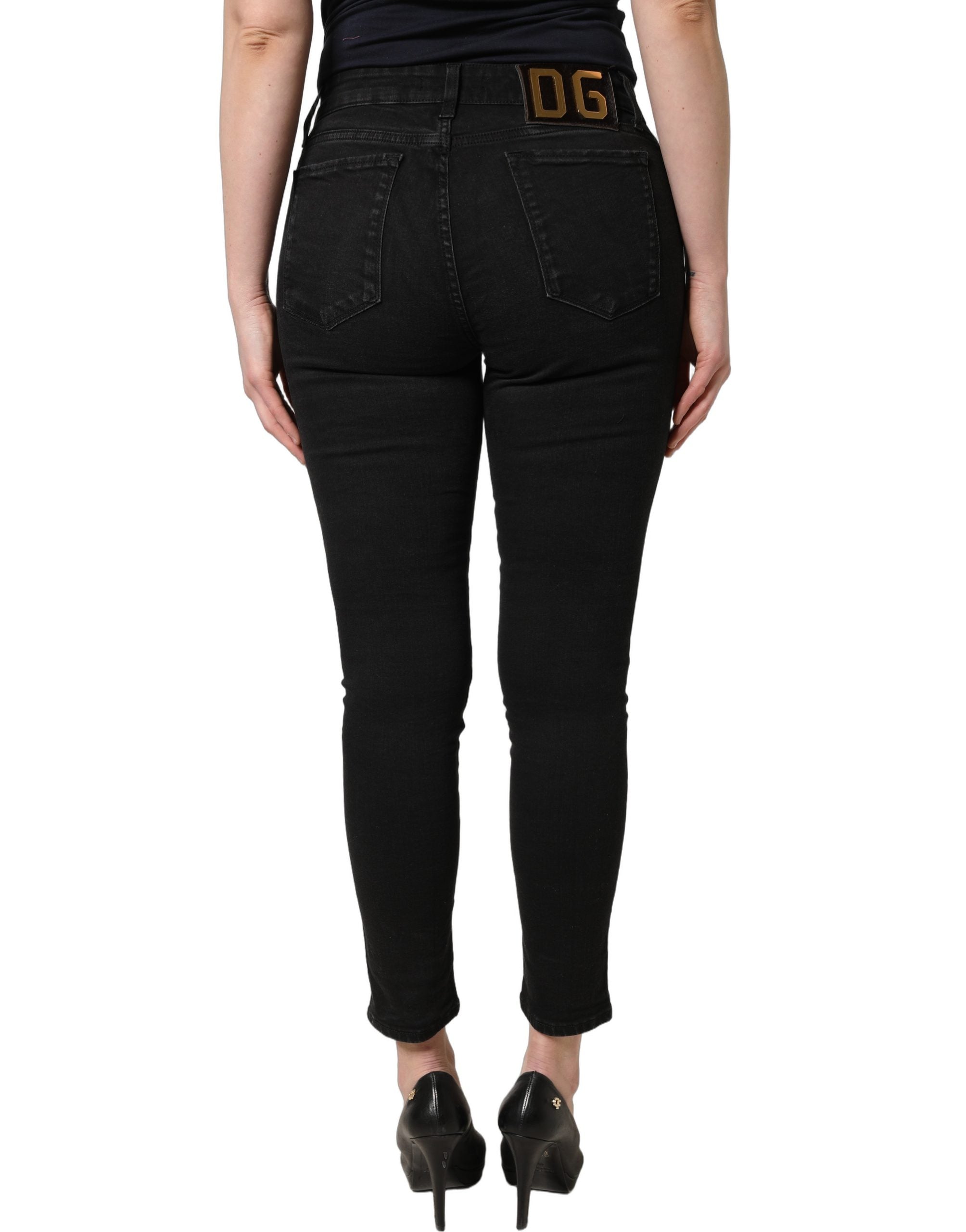 Black Skinny Cotton Low Waist Denim Jeans