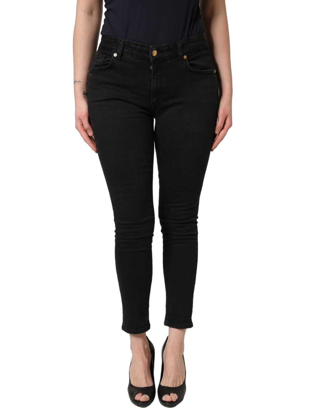 Black Skinny Cotton Low Waist Denim Jeans