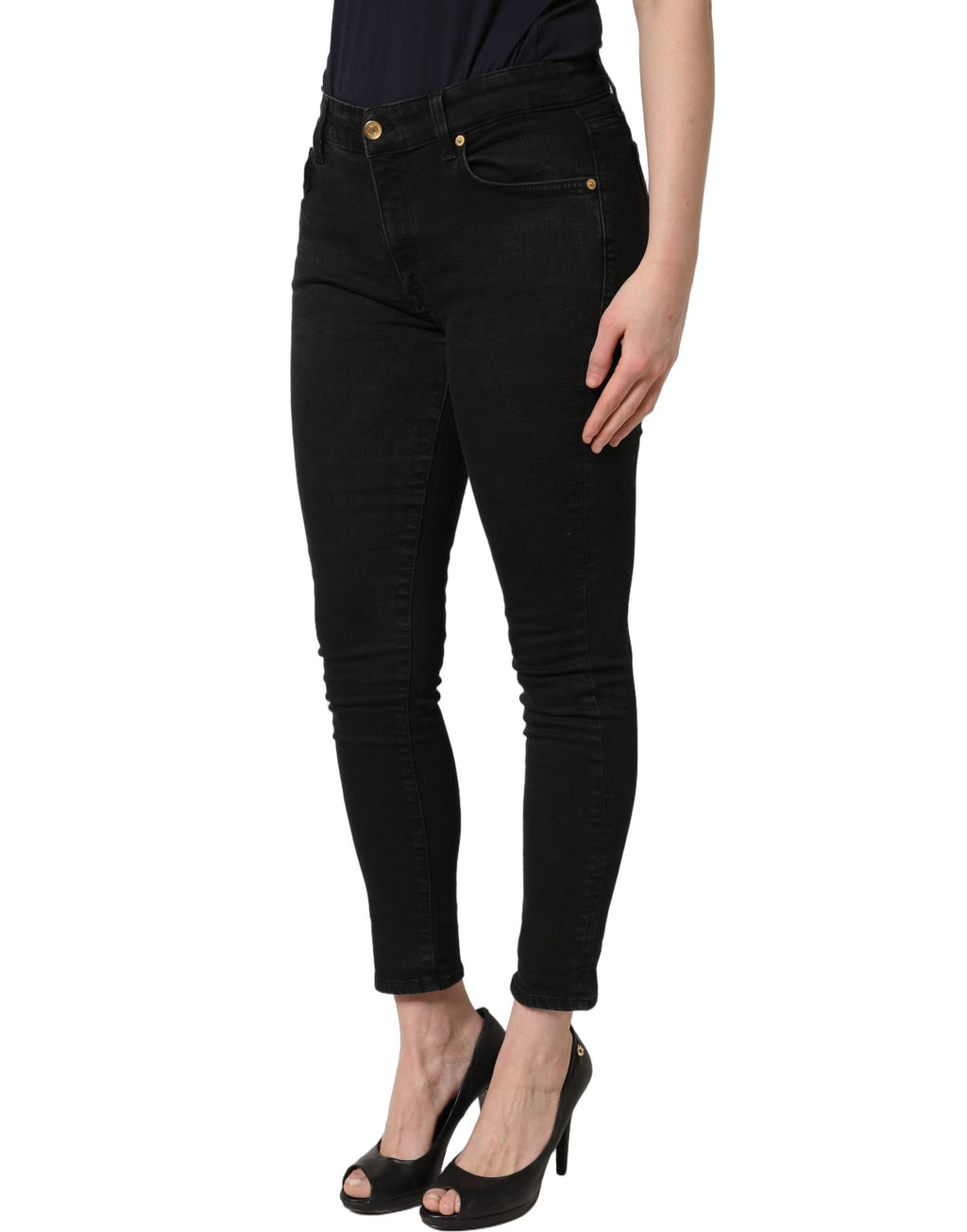Black Skinny Cotton Low Waist Denim Jeans