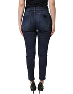 Blue Distressed Skinny Cotton Denim Jeans