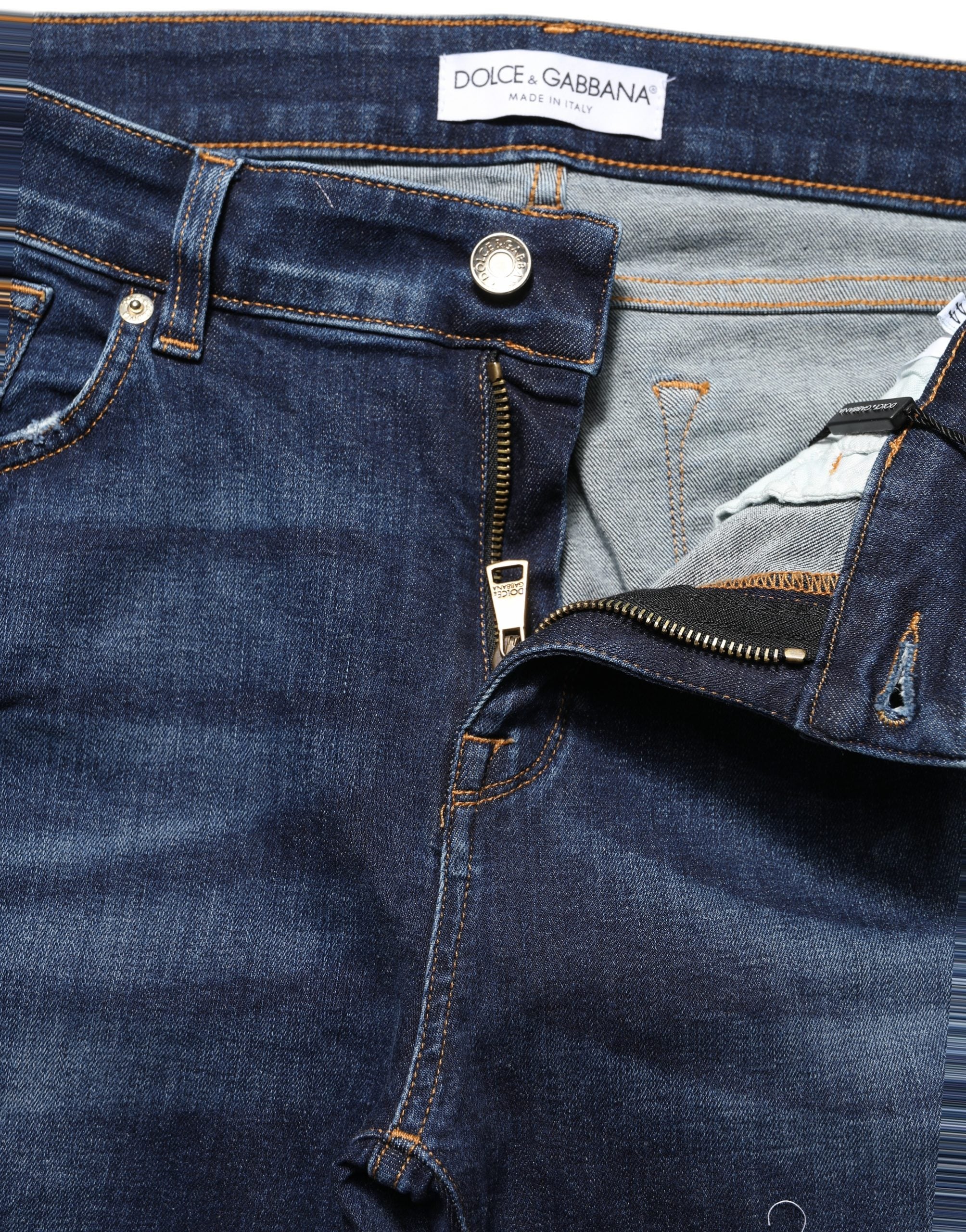 Blue Distressed Skinny Cotton Denim Jeans
