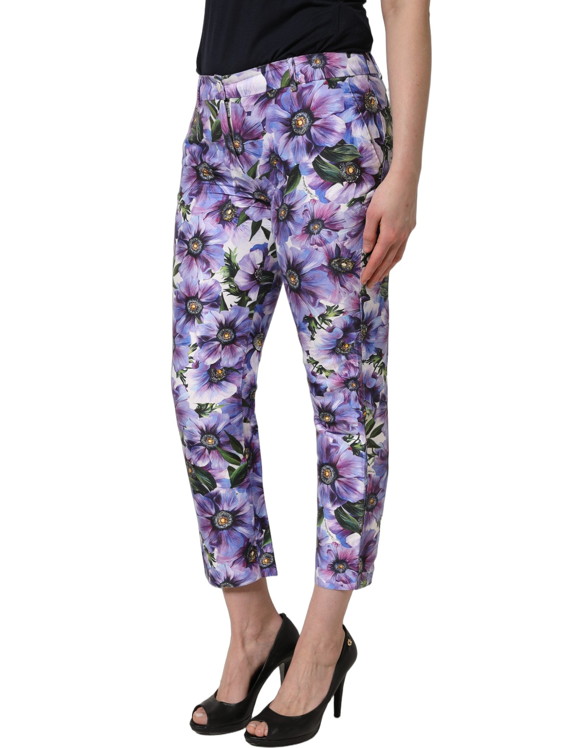 Multicolor Floral Print CroppedTrouser Pants