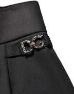 Black Wool High Waisted Logo Trouser Pants