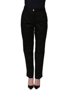 Black Tapered Leg Dress Cotton Trousers Pants