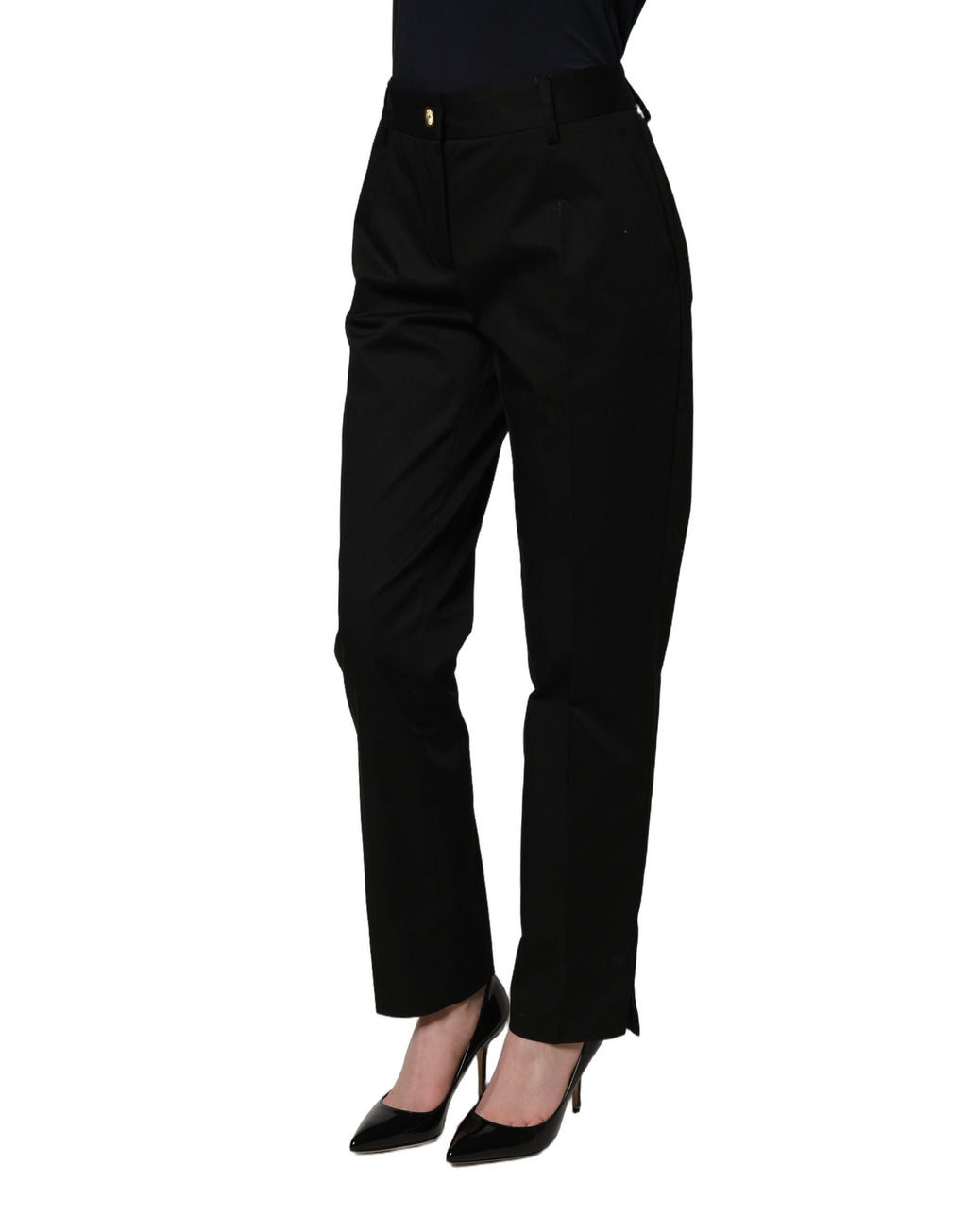 Black Tapered Leg Dress Cotton Trousers Pants