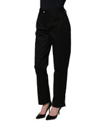 Black Tapered Leg Dress Cotton Trousers Pants