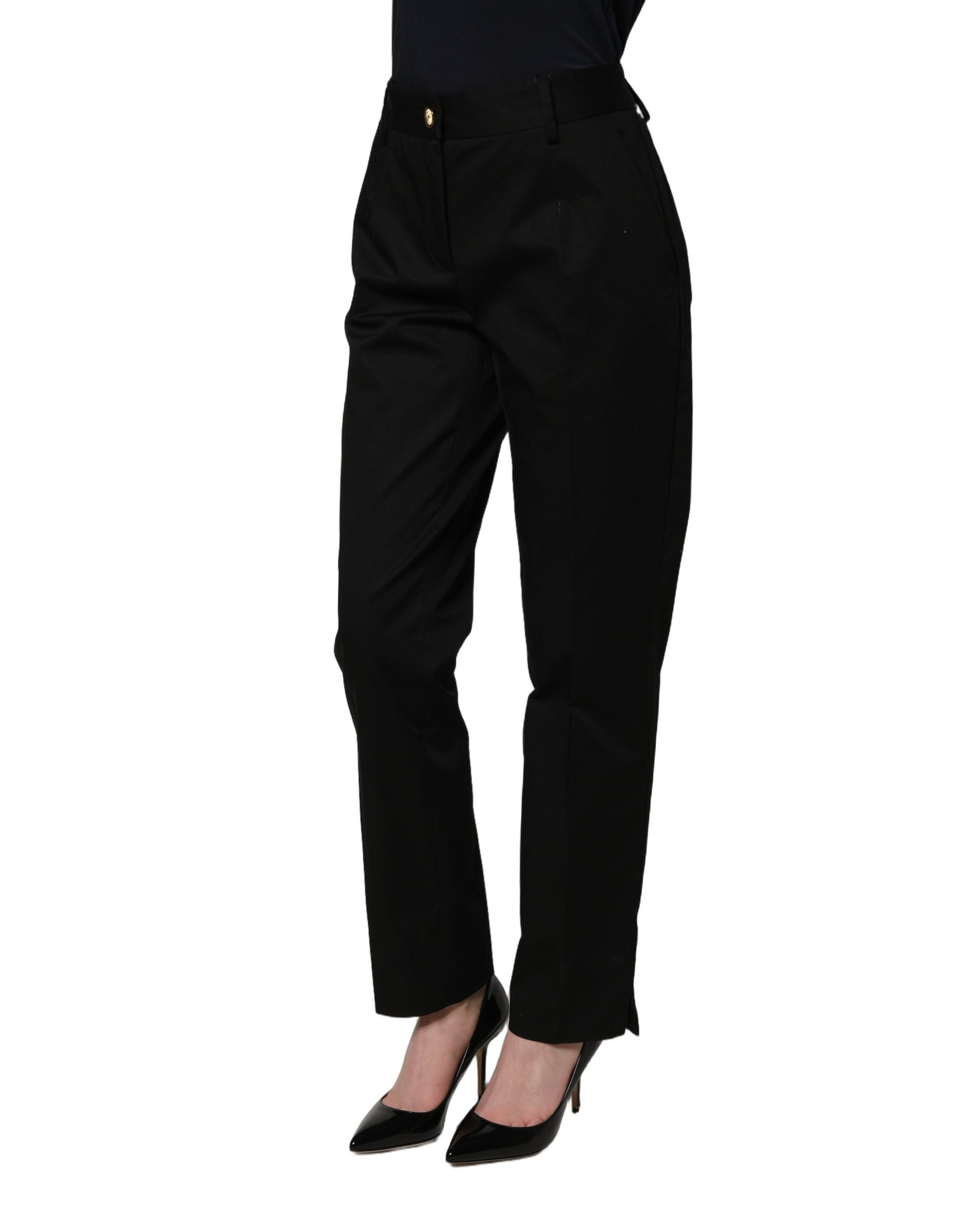 Black Tapered Leg Dress Cotton Trousers Pants