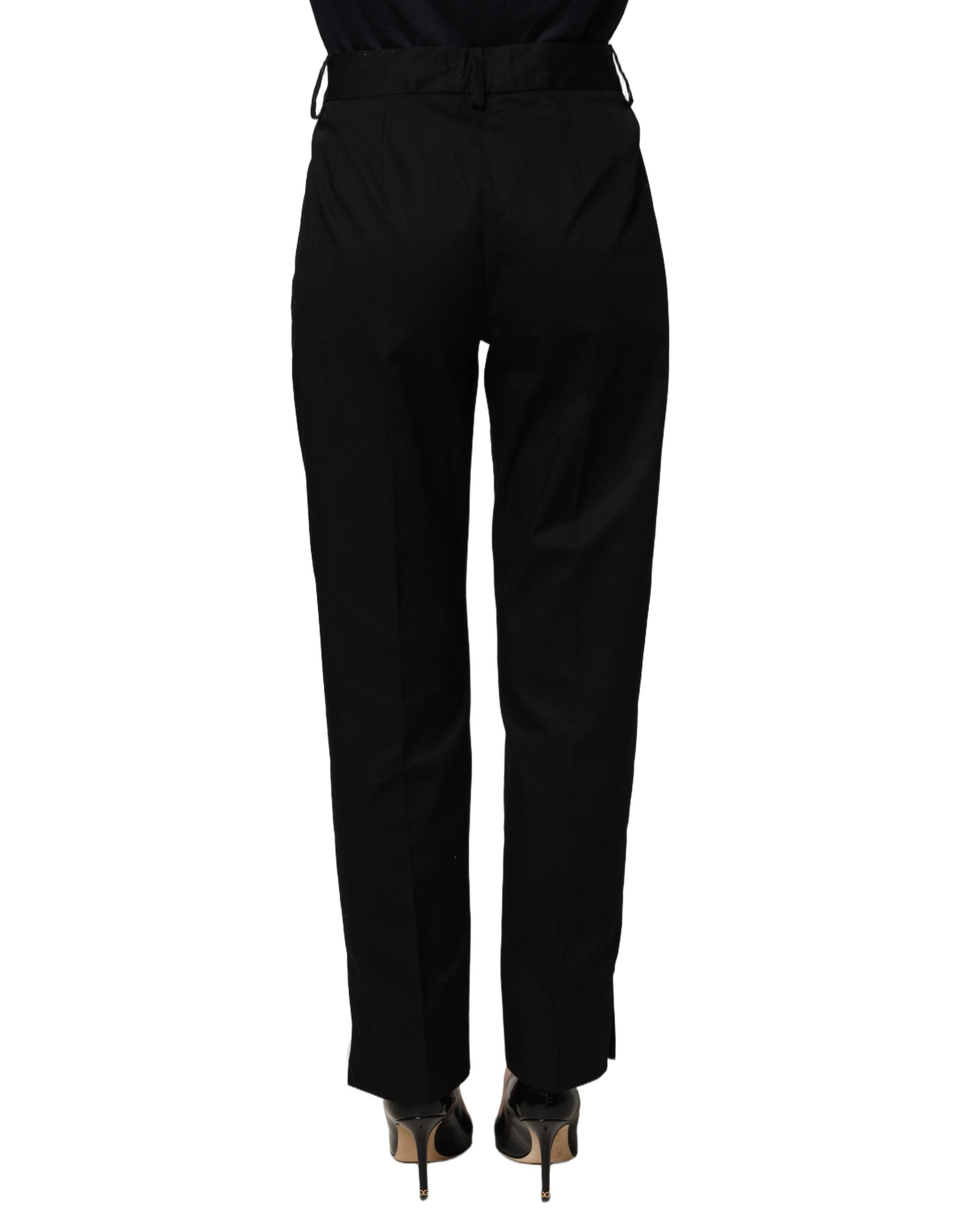 Black Tapered Leg Dress Cotton Trousers Pants