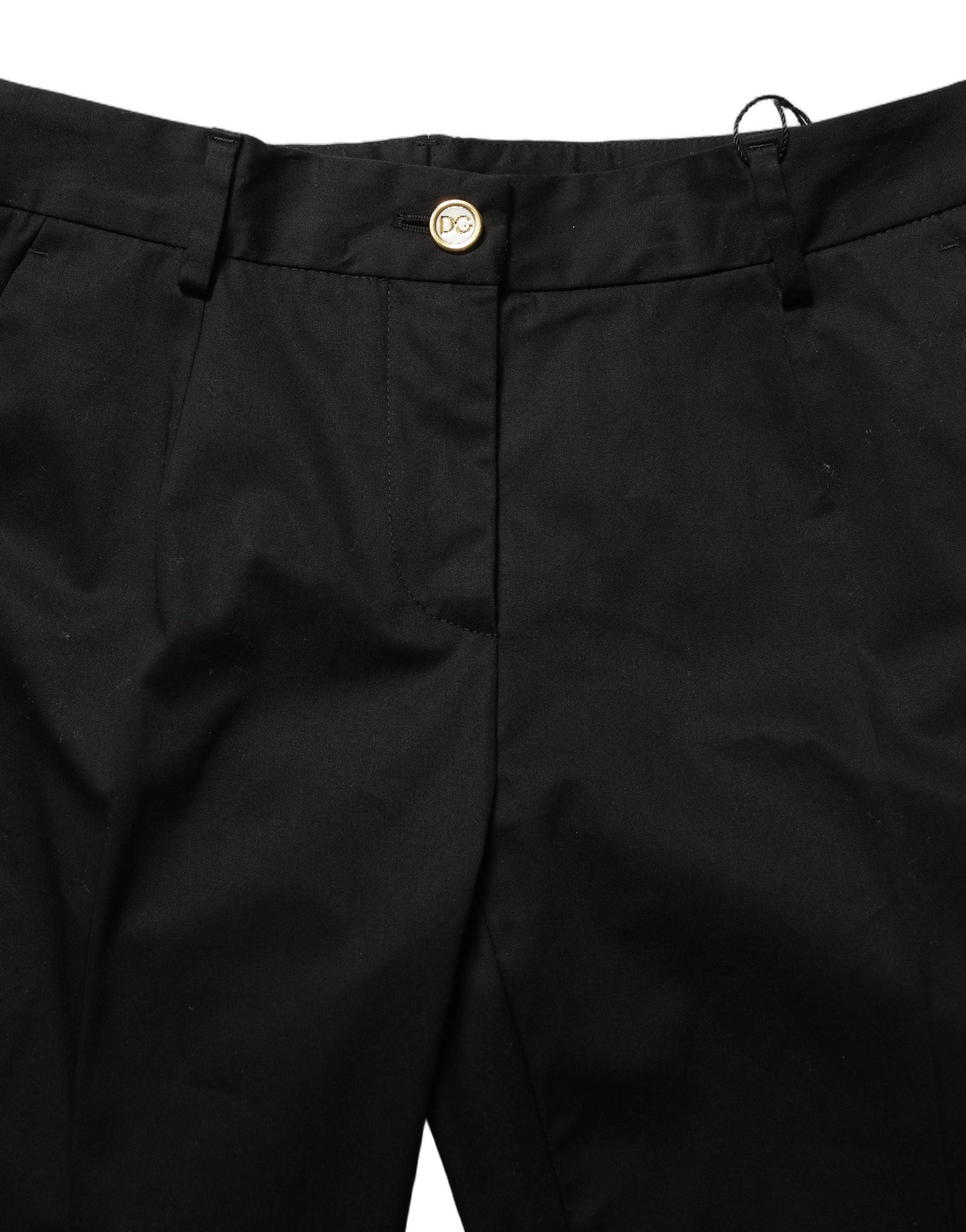 Black Tapered Leg Dress Cotton Trousers Pants
