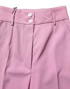 Pink High Waisted Polyester Trouser Pants