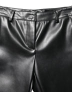 Black PU Leather High Waisted Trouser Pants